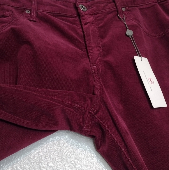 NWT Ag Adriano Goldschmied The Legging Burgundy Velvet Super Skinny Pants Sz 32 - Picture 10 of 16